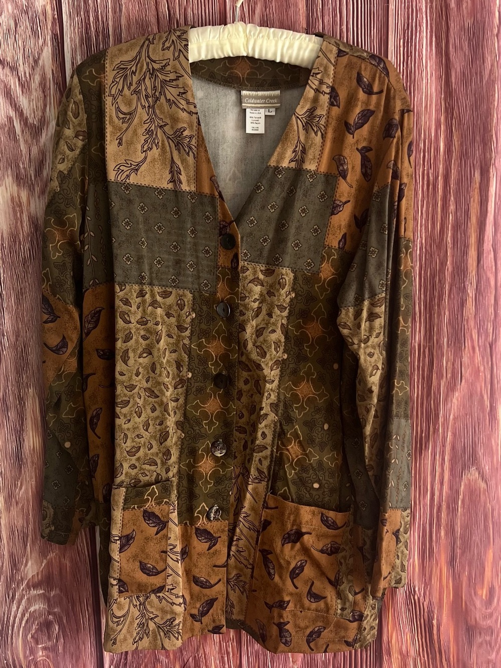 Coldwater Creek Olive & Taupe Lightweight Button Jacket